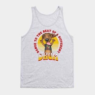 Fun Doxie Dog playing the drums on Dachshund with Drum Sticks tee Tank Top